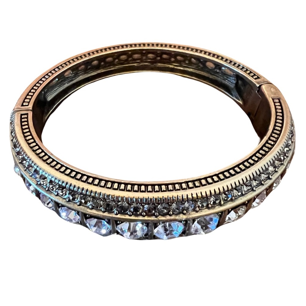 Wide baguette-crystal bangle bracelet